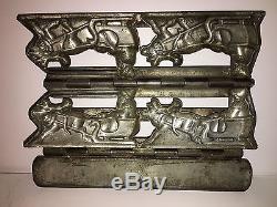Antique SANTA RIDING IN SLEIGH PULLED BY REINDEER CHOCOLATE MOLD. ANTON REICHE