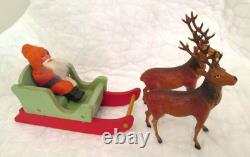 Antique Santa Claus and Reindeer Germany