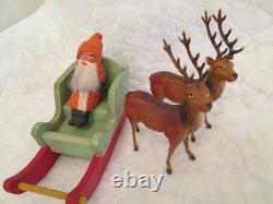Antique Santa Claus and Reindeer Germany