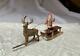 Antique Santa Reindeer Sleigh Germany Metal Heyde Miniature Rare C1900
