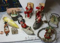 Antique Santa Reindeer Sleigh Germany Metal Heyde Miniature Rare c1900