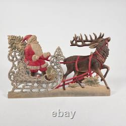 Antique Santa in Sleigh Reindeer. Embossed Paper. German Vtg Christmas 1900s