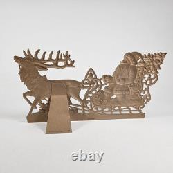 Antique Santa in Sleigh Reindeer. Embossed Paper. German Vtg Christmas 1900s