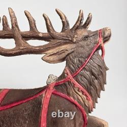 Antique Santa in Sleigh Reindeer. Embossed Paper. German Vtg Christmas 1900s