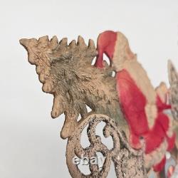 Antique Santa in Sleigh Reindeer. Embossed Paper. German Vtg Christmas 1900s