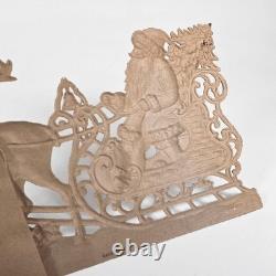 Antique Santa in Sleigh Reindeer. Embossed Paper. German Vtg Christmas 1900s