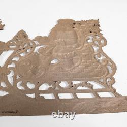 Antique Santa in Sleigh Reindeer. Embossed Paper. German Vtg Christmas 1900s