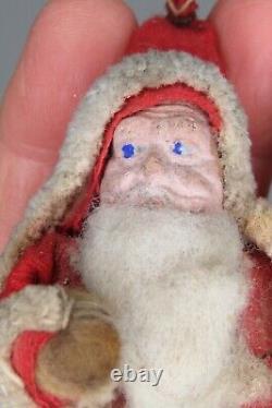 Antique VTG Clay Face SANTA Putz SLED Plastic Reindeer Christmas Ornament Japan