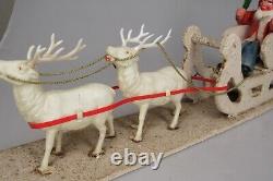 Antique VTG Composition SANTA Putz Sleigh Reindeer Christmas Ornament Germany