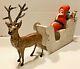Antique Vtg Composition Santa In Paperboard Sled Metal Reindeer Toys German