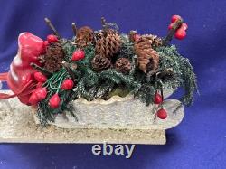 Antique Vintage Paper Mache Santa Claus Sleigh Reindeer Centerpiece Ornament 15