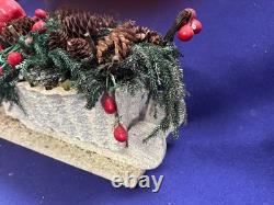 Antique Vintage Paper Mache Santa Claus Sleigh Reindeer Centerpiece Ornament 15
