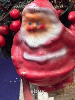 Antique Vintage Paper Mache Santa Claus Sleigh Reindeer Centerpiece Ornament 15