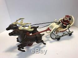 Antique Vintage Santa Clause Sleigh And Reindeer Excellent Condition