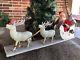 Antique Vintage Santa In Sleigh, Celluloid Reindeer, Brush Tree, Decoration Display