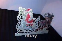 Antique c1900 die-cut Christmas SANTA, sleigh & reindeer decoration stand-up 15