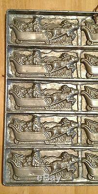 Antique chocolate mold Santa sleigh tree & toys with reindeer Eppelsheimer & Co