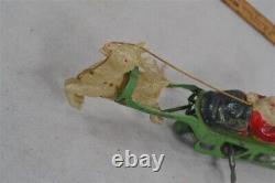Antique santa/sleigh/reindeer toy wind-up red green tin celluloid Japan works