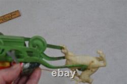 Antique santa/sleigh/reindeer toy wind-up red green tin celluloid Japan works