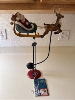Authentic Models Balance Toys Santa's Sleigh Reindeer Balancing Metal Art 17.5