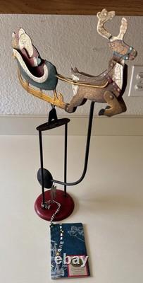 Authentic Models Balance Toys Santa's Sleigh Reindeer Balancing Metal Art 17.5