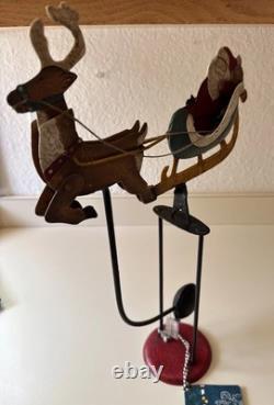 Authentic Models Balance Toys Santa's Sleigh Reindeer Balancing Metal Art 17.5