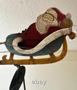 Authentic Models Balance Toys Santa's Sleigh Reindeer Balancing Metal Art 17.5