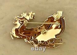 Authentic Swarovski Santa's Reindeer And Sleigh Brooch New Estate Piece