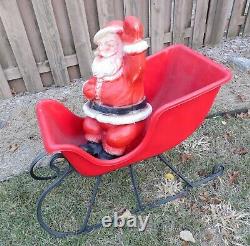 BECO Santa, Sled & 3 Reindeer Dancer Prancer Vintage 60's Christmas Blow Mold