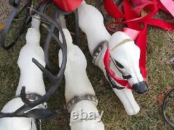 BECO Santa, Sled & 3 Reindeer Dancer Prancer Vintage 60's Christmas Blow Mold