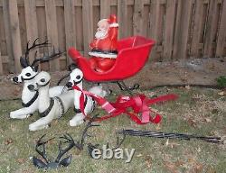 BECO Santa, Sled & 3 Reindeer Dancer Prancer Vintage 60's Christmas Blow Mold