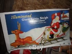 BLOWMOLD CHRISTMAS SANTA SLEIGH AND REINDEER 72 BRAND NEW LIGHTED LAWN DECOR