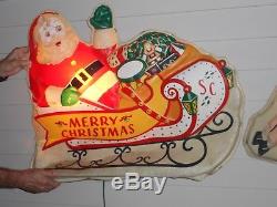 BLOW MOLD Santa in Sleigh & Reindeer Noma Lite Wall Mount St. Joseph Missouri