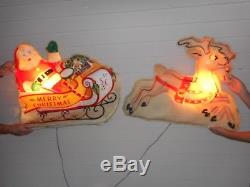 BLOW MOLD Santa in Sleigh & Reindeer Noma Lite Wall Mount St. Joseph Missouri