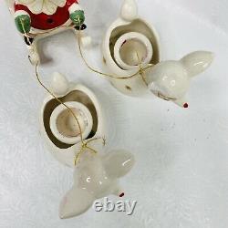 BROKEN EAR Holt Howard 1960 Santa w Sleigh 2 Starry Eyed Reindeer Candle Holder