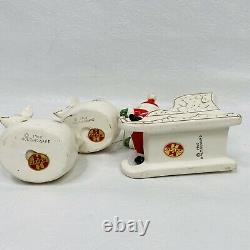 BROKEN EAR Holt Howard 1960 Santa w Sleigh 2 Starry Eyed Reindeer Candle Holder