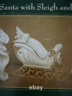 Beautiful Vintage Traditions Porcelain Santa with Sleigh and Reindeer Christmas