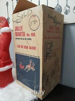 Beco Original Christmas Blow Mold 1960s JOLLY SANTA FOR SLEIGH waving 26