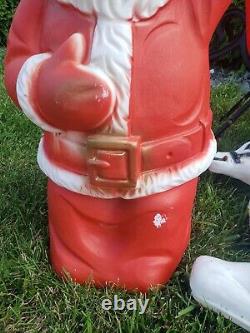 Beco Original Christmas Blow Mold 1960s JOLLY SANTA Sleigh and reindeer lot