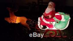 Big Blow Mold Santa Claus Sleigh & Reindeer Set Christmas Yard Decoration