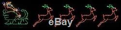 Big Santa Claus Sleigh 4 Reindeer Outdoor LED Lighted Decoration Steel Wireframe