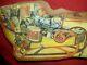 Bliss/reed Paper Litho Wood-on-wheels Santa Sleigh Withdolls Toys Reindeer Replica
