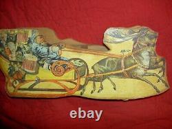 Bliss/Reed paper litho wood-on-wheels SANTA Sleigh withdolls toys reindeer replica