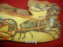 Bliss/Reed paper litho wood-on-wheels SANTA Sleigh withdolls toys reindeer replica