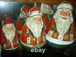 Bliss/Reed paper litho wood-on-wheels SANTA Sleigh withdolls toys reindeer replica