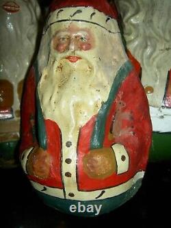 Bliss/Reed paper litho wood-on-wheels SANTA Sleigh withdolls toys reindeer replica
