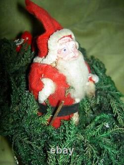 Bliss/Reed paper litho wood-on-wheels SANTA Sleigh withdolls toys reindeer replica