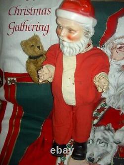 Bliss/Reed paper litho wood-on-wheels SANTA Sleigh withdolls toys reindeer replica