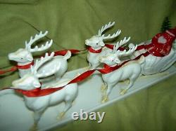 Bliss/Reed paper litho wood-on-wheels SANTA Sleigh withdolls toys reindeer replica
