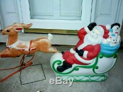 Blow Mold Reindeer Empire Santa Sleigh & Reindeer Christmas Plastic 22